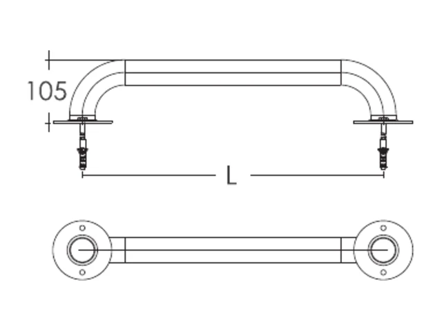 Emaux Straight Grabrail Dimensions