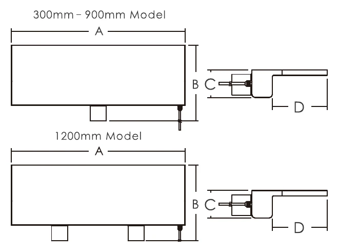 Water Descent PB Series Dimensions